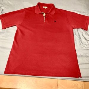 Men’s red Burberry Picque Polo Size Large.